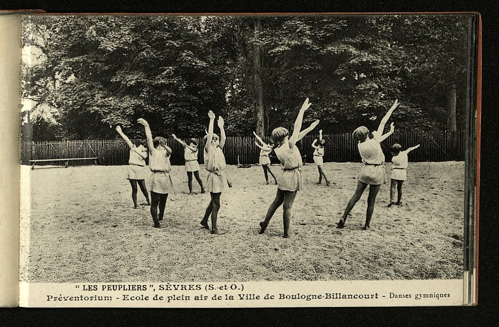 Tuberculosis preventorium patients, girls, posing in a dance circle.