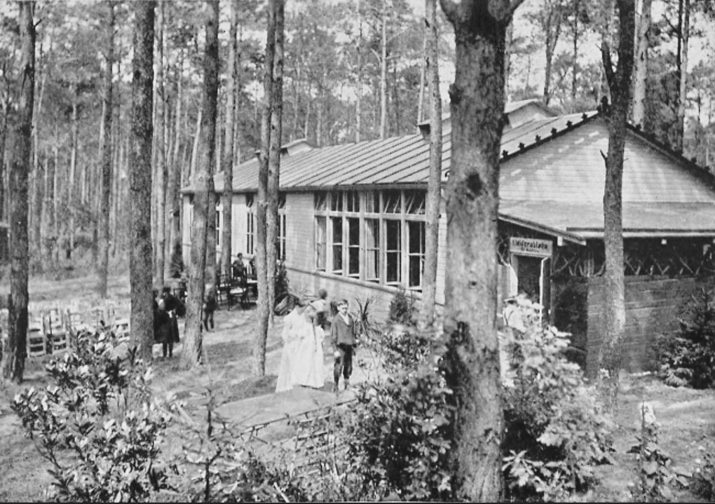 One-story school building in the woods